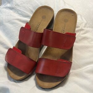 Platform wedge sandal heels red and brown